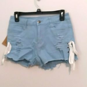 OYIOYIYO blue frayed demin shorts size L